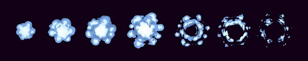 Rauch Explodiert Animation Sprite Sheet Cartoon Wolken Dampf Vfx Explosion — Stockvektor