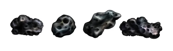 Кам Яні Астероїди Реалістичні Векторні Ілюстрації Метеор Або Космічний Валун — стоковий вектор
