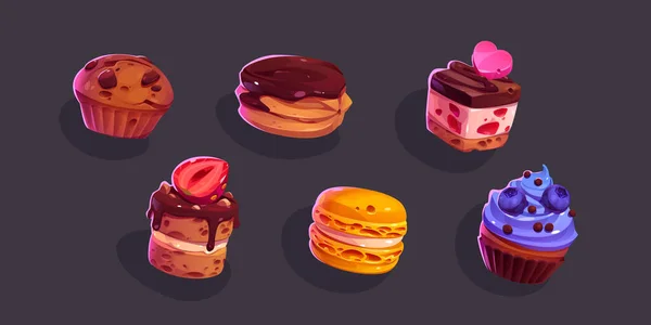 ícones De Jogos Bolos Doces E Sobremesas E Pastelaria Ilustração