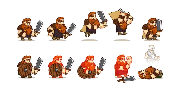 Viking Personagem Desenho Animado Animação Folha Sprite Para Jogo Rpg —  Vetores de Stock