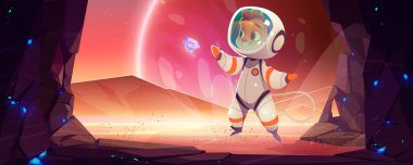 Şirin astronot uzaydaki yabancı gezegende bonus kristalleri topluyor. Bebek kozmonot ağırlıksız uçuyor. Dünya dışı varlıkların parlayan lav ve çizgi film çizimleri üzerinde parıldayan mücevherleri yakalıyor.