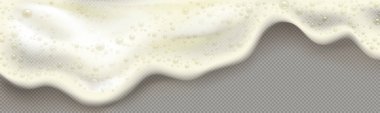 Sarı bira köpüğü ya da şeffaf arka planda izole edilmiş sabun köpüğü. Kabarcıklı köpük damlayan 3D gerçekçi sınır. Bir tutam şampuan veya deterjan köpüğü.