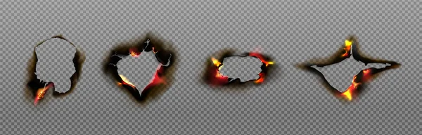 Burn Paper Holes Borders Burnt Page Smoldering Fire Charred Uneven — Image vectorielle