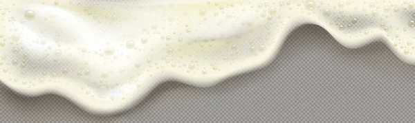 Yellow Beer Foam Soap Suds Isolated Transparent Background Vector Realistic — Stockvektor