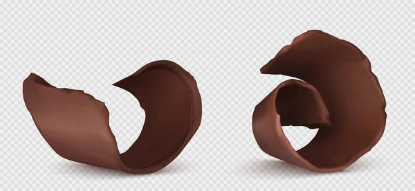 Chocolate Curls Shavings Pieces Sweet Food Isolated White Background Cocoa — Stockový vektor