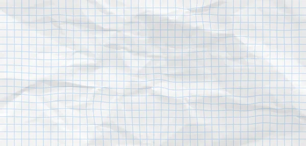 Textura Papel Cuadros Azul Arrugado Ilustración Vectorial Realista Hoja Cuaderno — Vector de stock