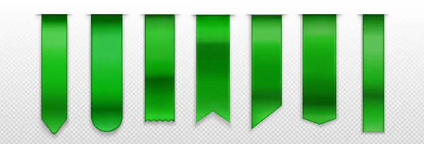 Зеленые Закладки Лента Трехмерный Макет Баннера Пустые Книжные Метки Закругленными — стоковый вектор