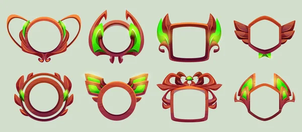 Game Level Avatar Frames Icons Buttons Ranking Badges Achievement Banners — Vector de stock