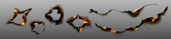 Burn Paper Holes Borders Burnt Page Smoldering Fire Charred Uneven — Stock vektor
