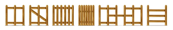 Wooden Fence Palisade Stockade Balusters Pickets Brown Banister Fencing Sections —  Vetores de Stock