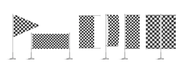 Racing Flags Vinyl Banners Black White Checkered Signboards Billboards Metal — Archivo Imágenes Vectoriales