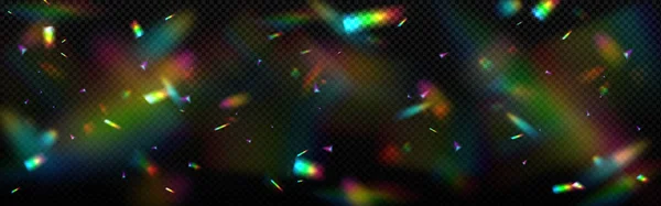 Overlay Regenbogeneffekt Prismenkristall Lichtbrechung Linsenschlag Glas Schmuck Oder Edelstein Verschwommene — Stockvektor
