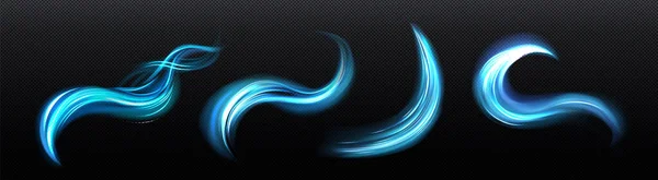 Neonová Magie Zářící Vírem Efekt Větru Modrý Vír Zářící Víření — Stockový vektor