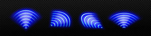 Light Effect Blue Neon Signal Sensor Waves Internet Wireless Connection — Stockvector