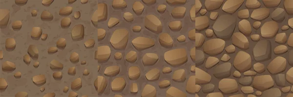 Game Stones Texture Pebbles Rocks Boulders Seamless Pattern Cartoon Background — ストックベクタ
