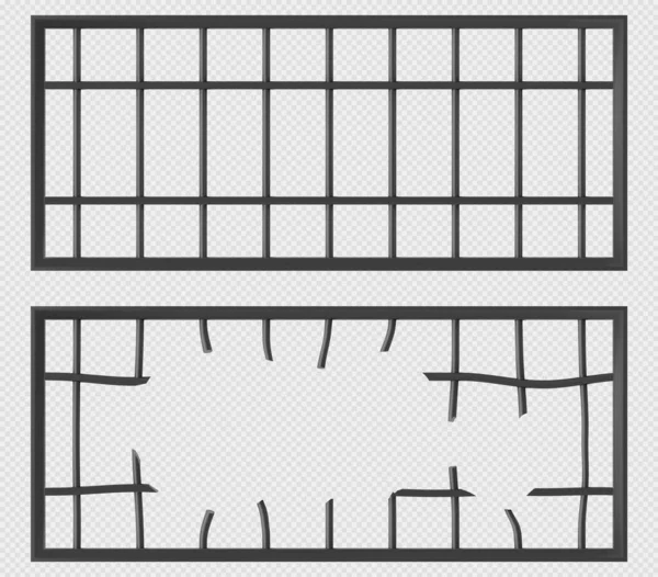 Prison Cage Windows Grate Metal Bars Vector Realistic Illustration Jail — Stockvektor