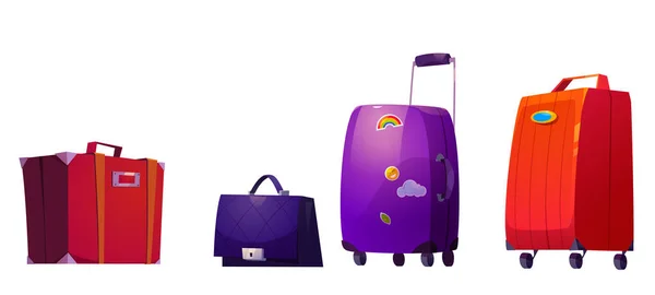 Suitcases Travel Luggage Baggage Bags Various Modern Vintage Accessories Tourist — стоковый вектор