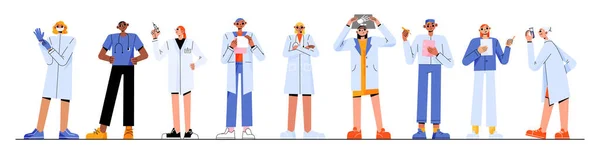 Doctors Nurses Hospital Staff Medicine Characters Uniform Clinic Personnel Medical — Image vectorielle