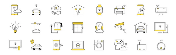 Smart Home Doodle Icons Set Smartphone App Connection House Hand — Διανυσματικό Αρχείο