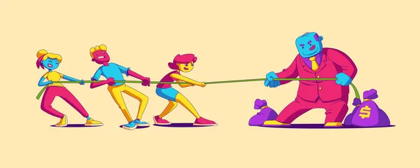 Tug War Competition Team Boss Capitalism Rivalry Challenge Business Concept — Image vectorielle