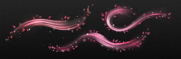 Wind Swirls Flower Pink Petals Isolated Transparent Background Vector Realistic — 스톡 벡터