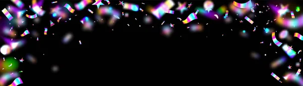 Festive Texture Neon Rainbow Confetti Glitter Black Background Vector Carnival — Stockvektor