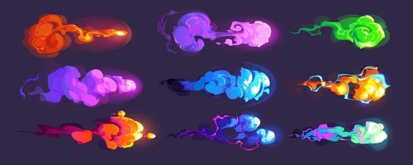 Gun Effect Space Blasters Magic Explosion Colorful Vfx Clouds Beams — Vetor de Stock