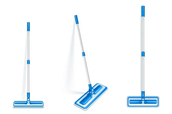 Floor Mop Clean Sweep Dust Home Vector Realistic Illustration House — Stockvector