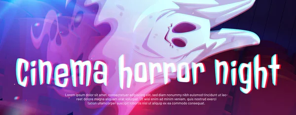 Cinema Horror Night Poster Creepy Flying Ghost Stereo Effect Type — Stockvector