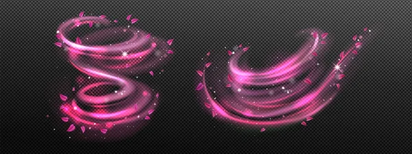 Wind Swirls Flower Pink Petals Isolated Transparent Background Vector Realistic — Stockvector