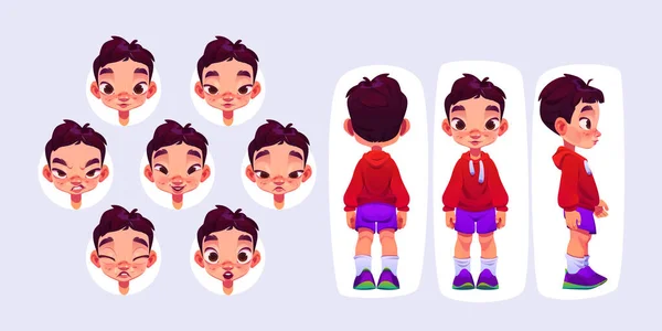 Asian Little Boy Standing Isolated White Cartoon Illustration Cute Chinese — Vector de stock