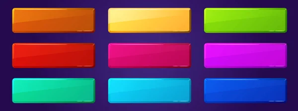 Set Game App Buttons Icons Boards Plaques Cartoon Glossy Menu — Stok Vektör