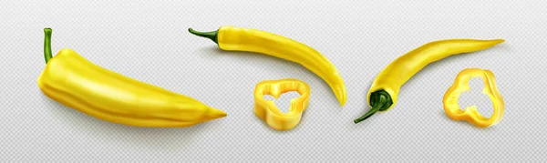 Yellow Chili Pepper Slices Hot Cayenne Isolated Transparent Background Fresh — Stok Vektör