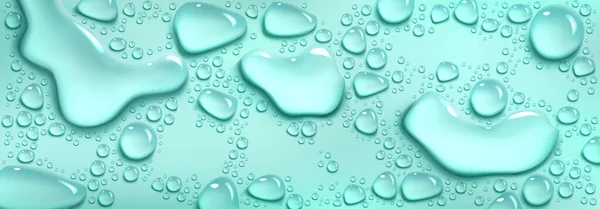 Water Drops Spill Puddles Top View Scatter Aqua Liquid Splashes — Stockvector