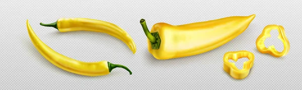Yellow Chili Pepper Jalapeno Hot Spicy Plant Pods Slices Paprika — Stockvektor