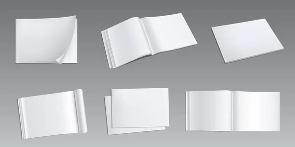 Magazine Horizontal Album Mock Brochure Booklet Template Isolated Open Notebook — Stockový vektor