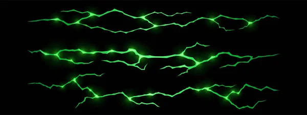 Magic Glow Ground Cracks Green Glowing Texture Cracking Holes Ruined — Stockový vektor