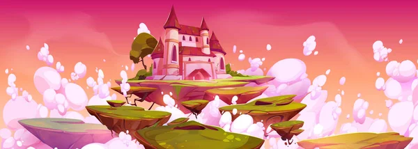 Fantasy Castle Floating Magic Island Clouds Cartoon Illustration Vector Image – Stock-vektor