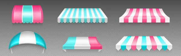 Shop Cafe Market Canopy Awning White Blue Pink Stripes Striped — Stockvektor