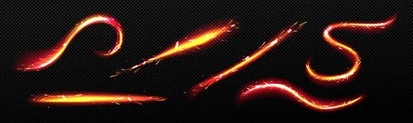 Abstract Fire Lines Sparks Bright Glow Lines Isolated Transparent Background —  Vetores de Stock