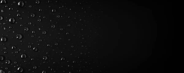 Raindrops Condensation Water Drops Black Background Empty Copy Space Droplets — Stockvektor