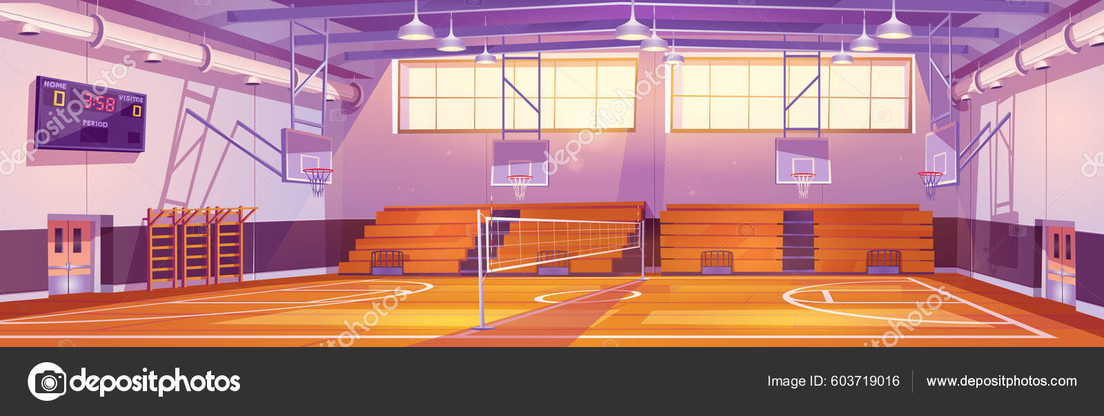 Cartoon Basketball Stadium