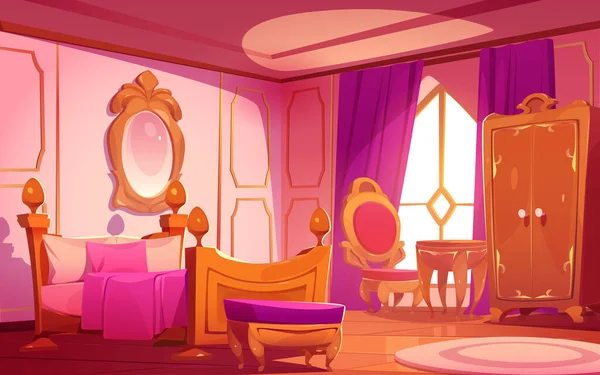 Розкішний Інтер Спальні Принцеси Вікторіанському Стилі Королівський Будинок Або Палацова — стоковий вектор