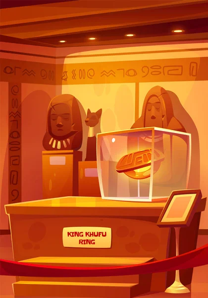 Egyptian Museum King Khufu Ring Showcase Pharaoh God Statues Vector — Image vectorielle