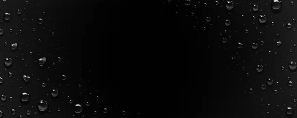 Raindrops Condensation Background Water Drops Frame Black Backdrop Rain Dribbles — Image vectorielle
