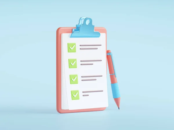 Checklist Icon Clipboard Paper Notes Tick Marks Pen Office Document — Stock fotografie