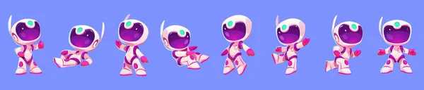 Cute Little Spaceman Suit Helmet Different Poses Vector Cartoon Set — Wektor stockowy