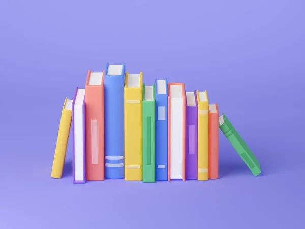 書籍のスタック 紙の文学 空白の色のカバーで教科書 学校や家庭図書館 3Dレンダリングイラストの概念 — ストック写真