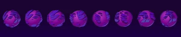Purple Planet Turnaround Animation Violette Globus Mit Felsiger Oberfläche Rotation — Stockvektor