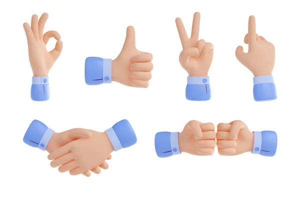 Handgebaren Duim Omhoog Handdruk Vuisten Stoten Menselijke Arm Tonen Symbolen — Stockfoto